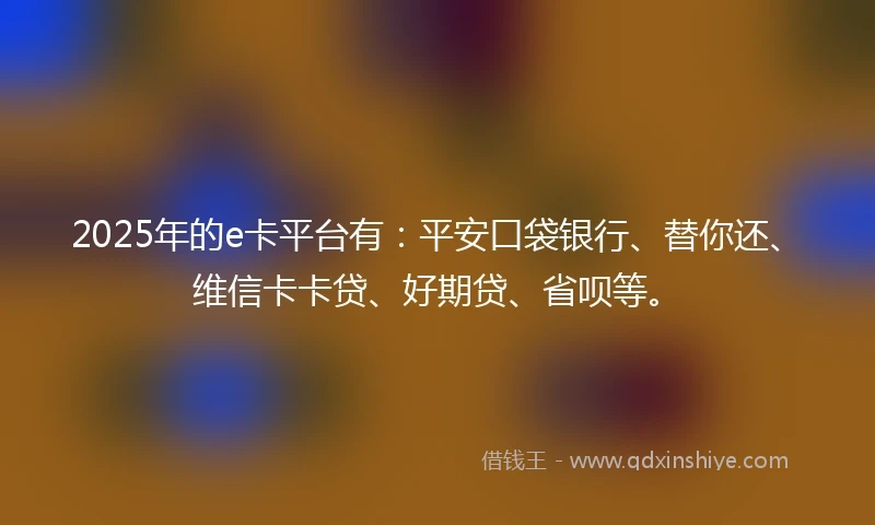 2025年的e卡平台有：平安口袋银行、替你还、维信卡卡贷、好期贷、省呗等。