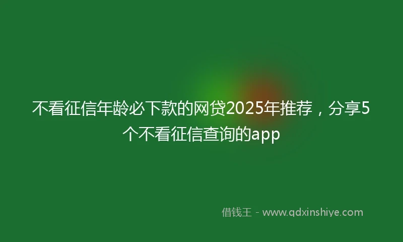 不看征信年龄必下款的网贷2025年推荐，分享5个不看征信查询的app