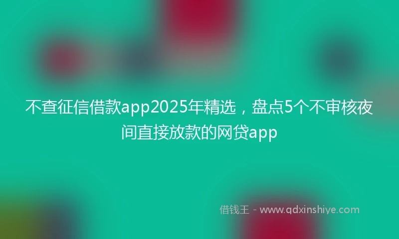 不查征信借款app2025年精选，盘点5个不审核夜间直接放款的网贷app