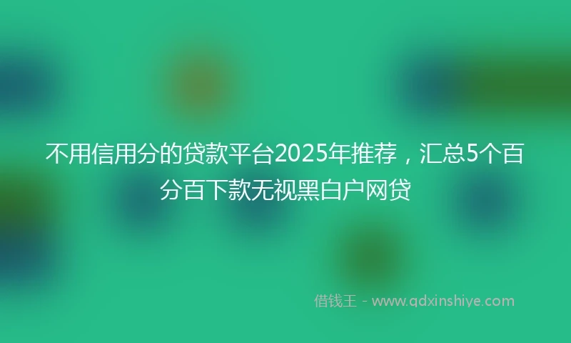 不用信用分的贷款平台2025年推荐，汇总5个百分百下款无视黑白户网贷