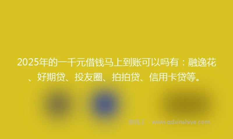 2025年的一千元借钱马上到账可以吗有：融逸花、好期贷、投友圈、拍拍贷、信用卡贷等。
