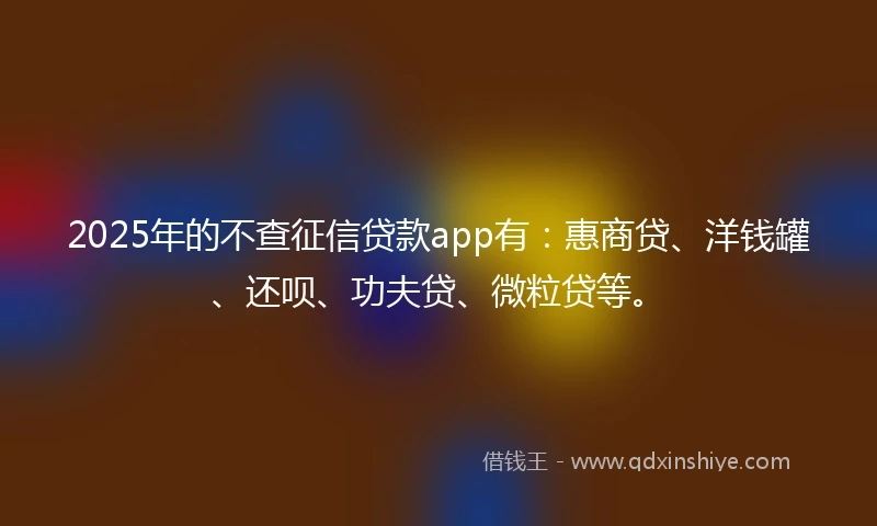 2025年的不查征信贷款app有：惠商贷、洋钱罐、还呗、功夫贷、微粒贷等。
