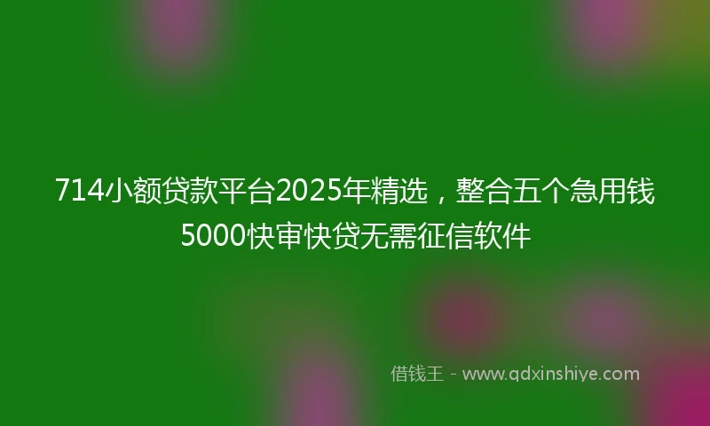 714小额贷款平台2025年精选，整合五个急用钱5000快审快贷无需征信软件