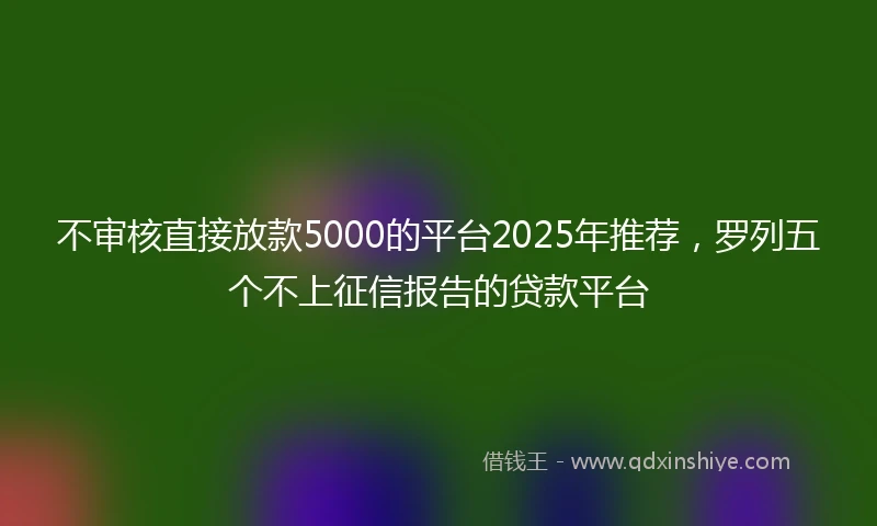 不审核直接放款5000的平台2025年推荐，罗列五个不上征信报告的贷款平台