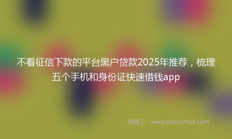 不看征信下款的平台黑户贷款2025年推荐，梳理五个手机和身份证快速借钱app