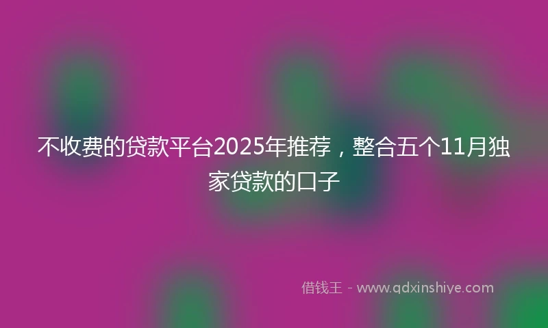 不收费的贷款平台2025年推荐，整合五个11月独家贷款的口子