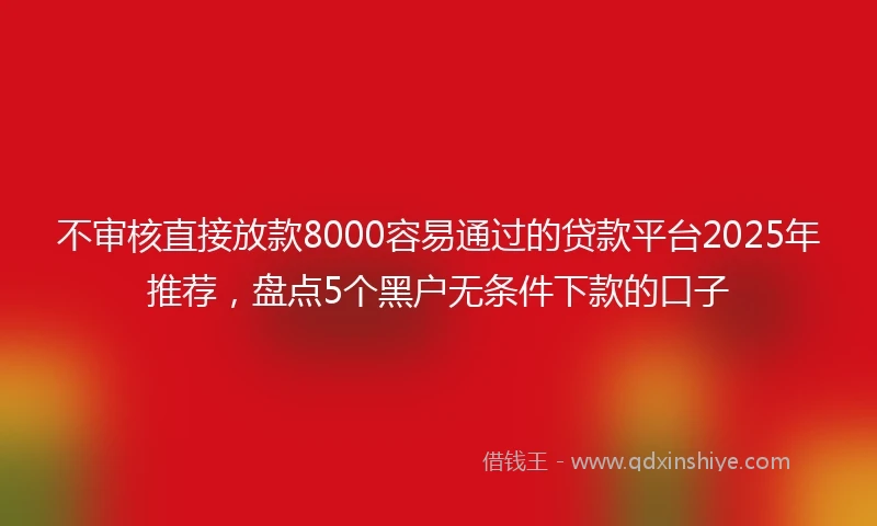 不审核直接放款8000容易通过的贷款平台2025年推荐，盘点5个黑户无条件下款的口子
