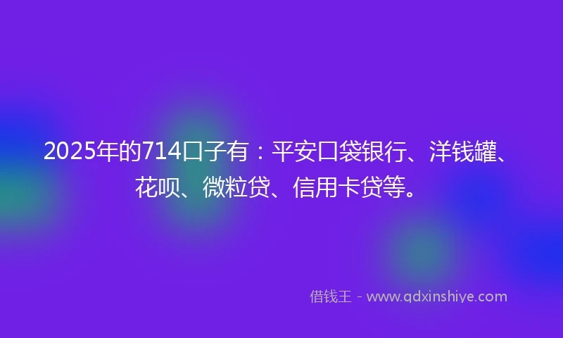 2025年的714口子有：平安口袋银行、洋钱罐、花呗、微粒贷、信用卡贷等。