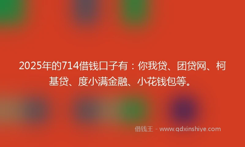 2025年的714借钱口子有：你我贷、团贷网、柯基贷、度小满金融、小花钱包等。