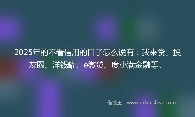 2025年的不看信用的口子怎么说有：我来贷、投友圈、洋钱罐、e微贷、度小满金融等。