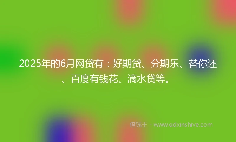 2025年的6月网贷有：好期贷、分期乐、替你还、百度有钱花、滴水贷等。