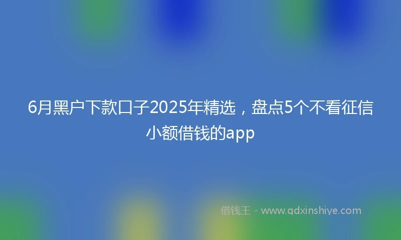 6月黑户下款口子2025年精选，盘点5个不看征信小额借钱的app