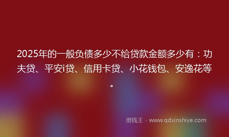 2025年的一般负债多少不给贷款金额多少有：功夫贷、平安i贷、信用卡贷、小花钱包、安逸花等。