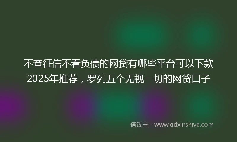 不查征信不看负债的网贷有哪些平台可以下款2025年推荐,罗列五个无视一切的网贷口子