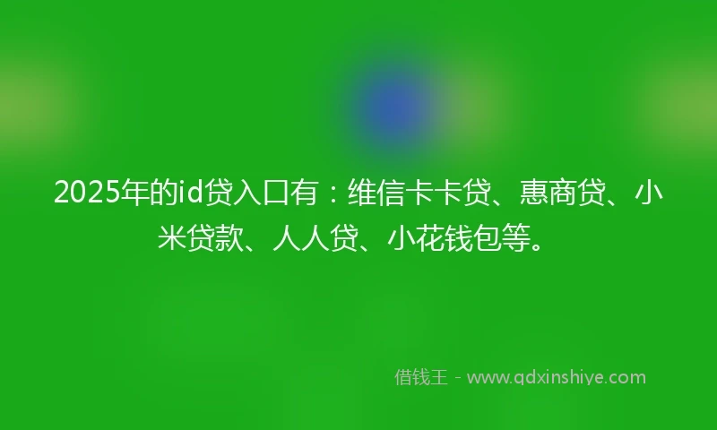 2025年的id贷入口有：维信卡卡贷、惠商贷、小米贷款、人人贷、小花钱包等。