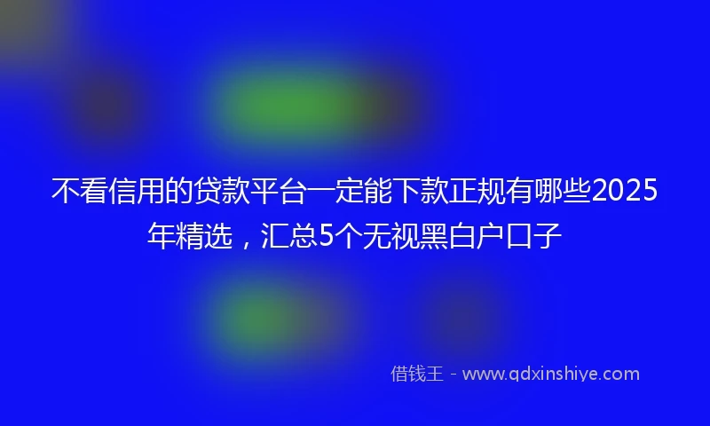 不看信用的贷款平台一定能下款正规有哪些2025年精选，汇总5个无视黑白户口子