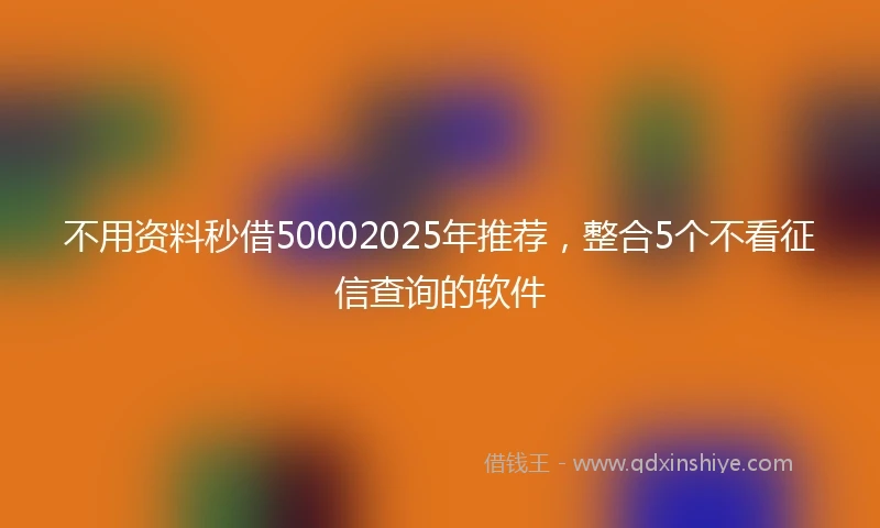 不用资料秒借50002025年推荐，整合5个不看征信查询的软件