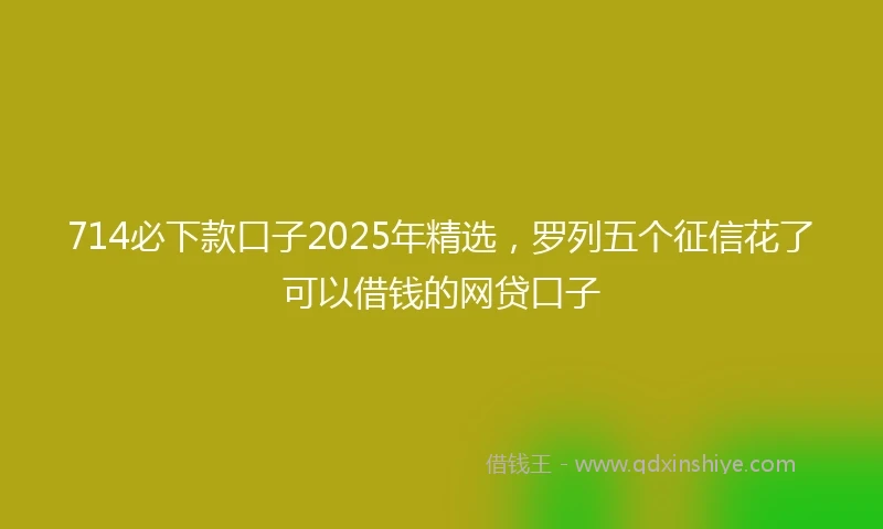714必下款口子2025年精选，罗列五个征信花了可以借钱的网贷口子