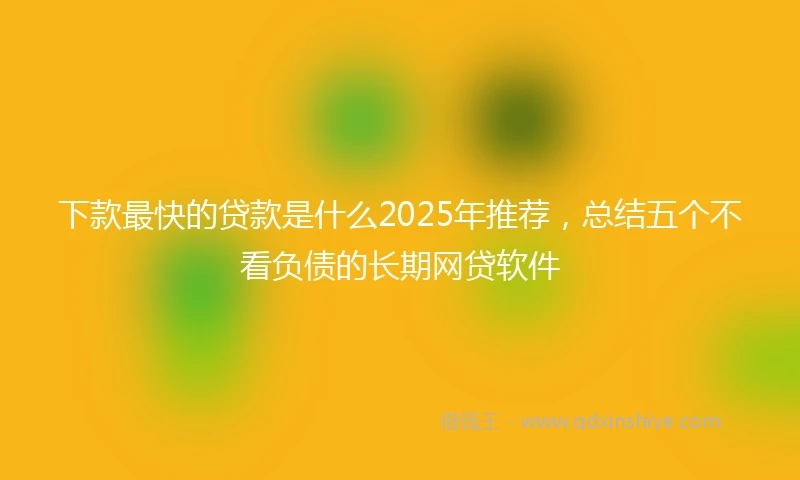 下款最快的贷款是什么2025年推荐，总结五个不看负债的长期网贷软件