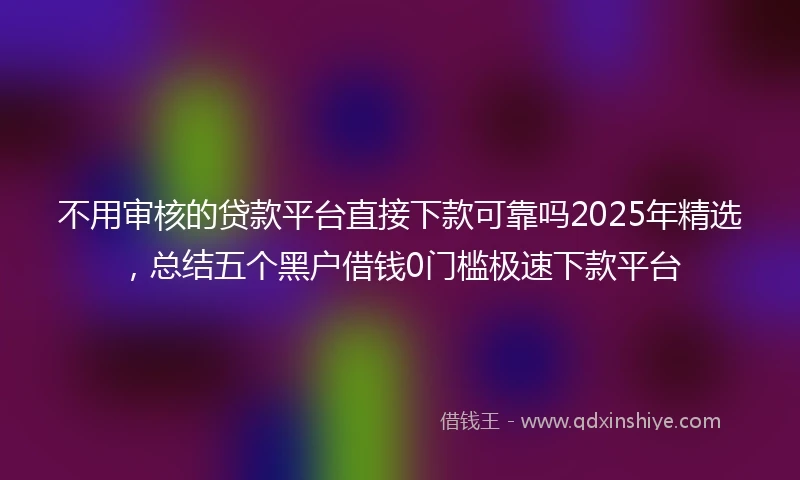 不用审核的贷款平台直接下款可靠吗2025年精选，总结五个黑户借钱0门槛极速下款平台