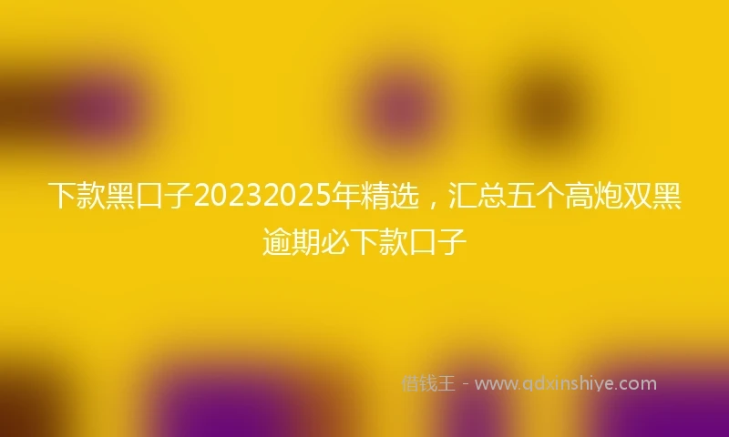 下款黑口子20232025年精选，汇总五个高炮双黑逾期必下款口子
