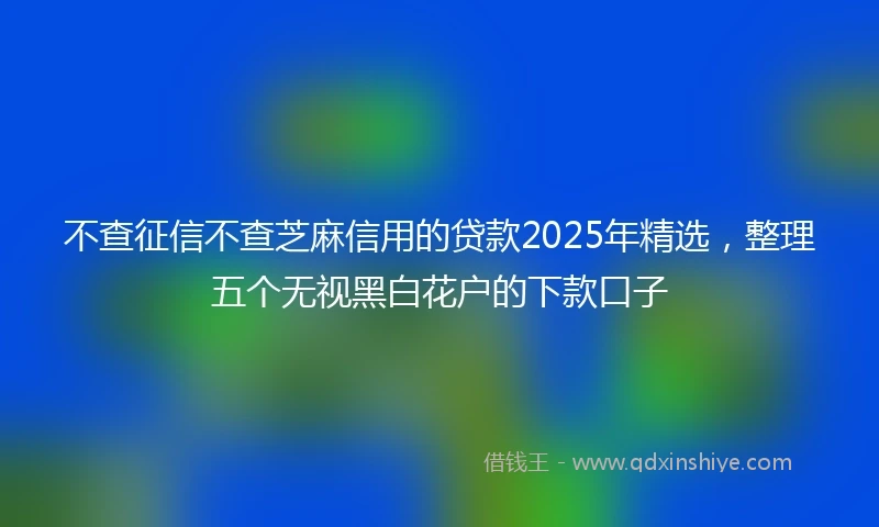 不查征信不查芝麻信用的贷款2025年精选，整理五个无视黑白花户的下款口子