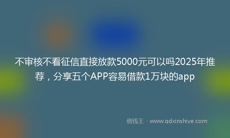 不审核不看征信直接放款5000元可以吗2025年推荐，分享五个APP容易借款1万块的app