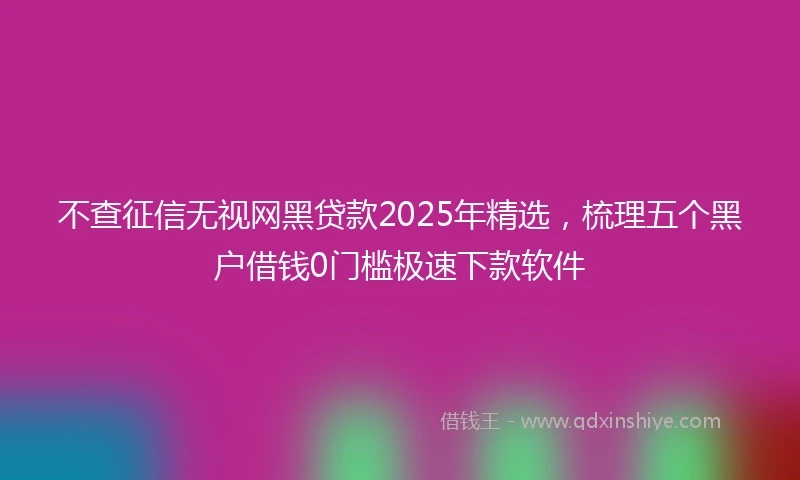 不查征信无视网黑贷款2025年精选，梳理五个黑户借钱0门槛极速下款软件