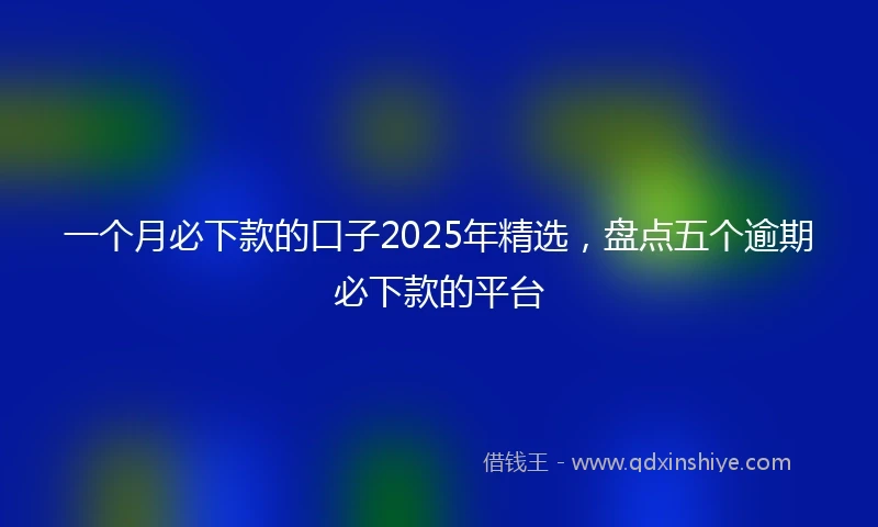 一个月必下款的口子2025年精选，盘点五个逾期必下款的平台
