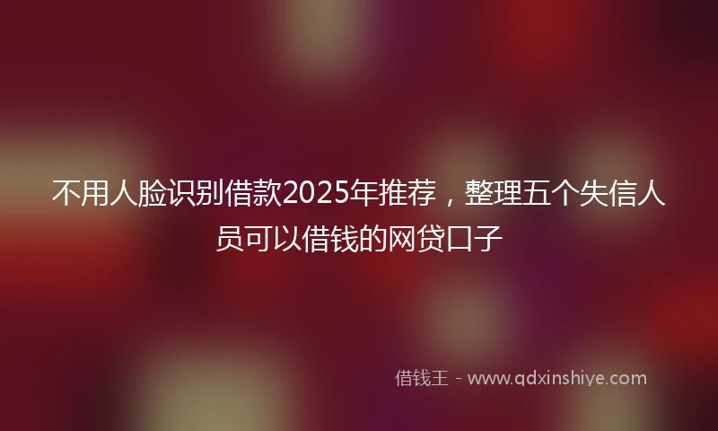 不用人脸识别借款2025年推荐，整理五个失信人员可以借钱的网贷口子