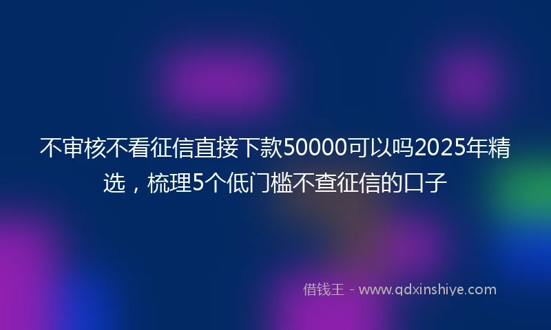不审核不看征信直接下款50000可以吗2025年精选，梳理5个低门槛不查征信的口子
