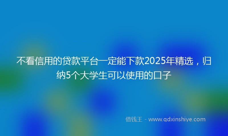 不看信用的贷款平台一定能下款2025年精选，归纳5个大学生可以使用的口子