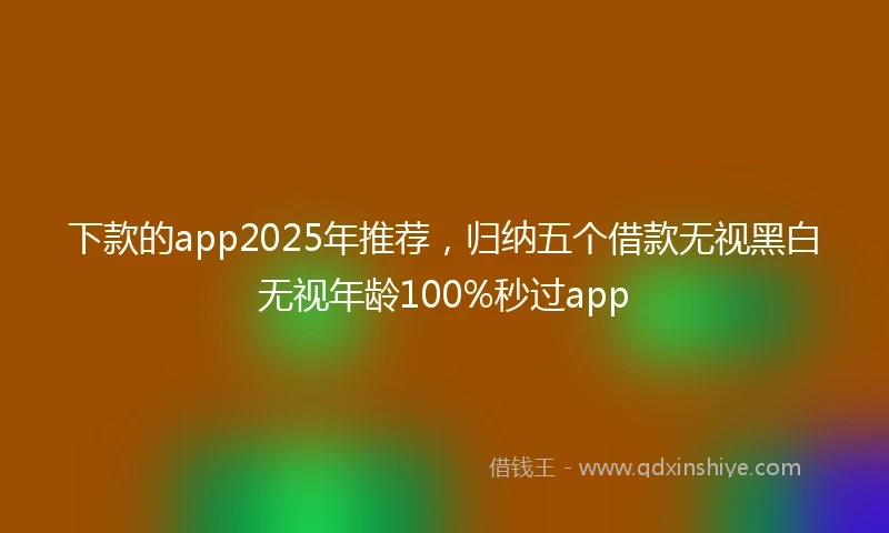下款的app2025年推荐，归纳五个借款无视黑白无视年龄100%秒过app