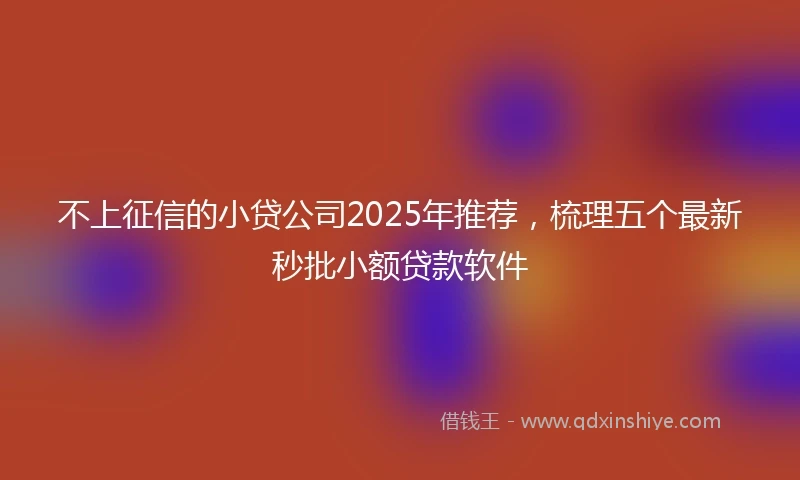 不上征信的小贷公司2025年推荐，梳理五个最新秒批小额贷款软件