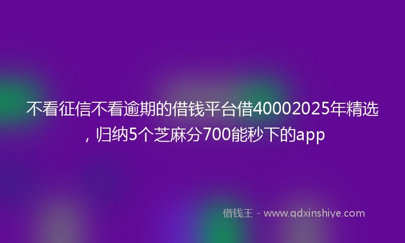 不看征信不看逾期的借钱平台借40002025年精选，归纳5个芝麻分700能秒下的app