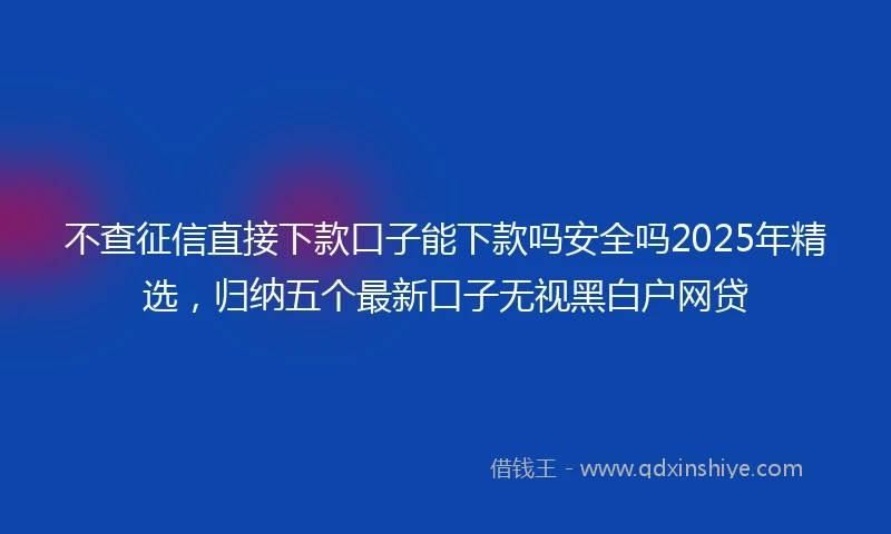 不查征信直接下款口子能下款吗安全吗2025年精选，归纳五个最新口子无视黑白户网贷