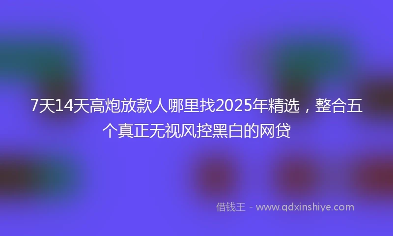 7天14天高炮放款人哪里找2025年精选，整合五个真正无视风控黑白的网贷
