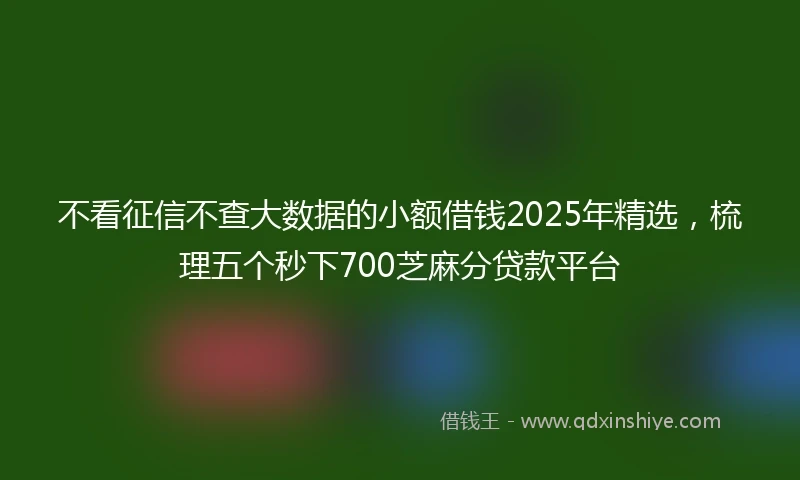 不看征信不查大数据的小额借钱2025年精选，梳理五个秒下700芝麻分贷款平台