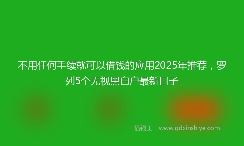 不用任何手续就可以借钱的应用2025年推荐，罗列5个无视黑白户最新口子
