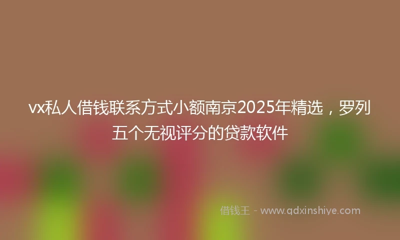 vx私人借钱联系方式小额南京2025年精选，罗列五个无视评分的贷款软件