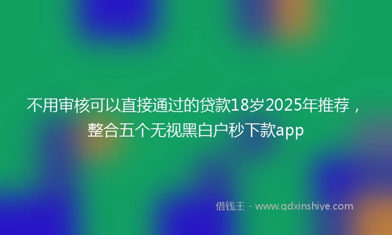 不用审核可以直接通过的贷款18岁2025年推荐，整合五个无视黑白户秒下款app