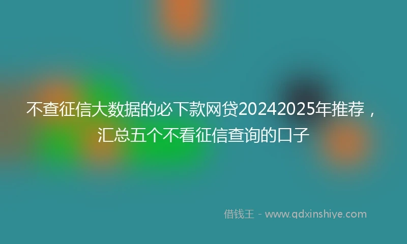 不查征信大数据的必下款网贷20242025年推荐，汇总五个不看征信查询的口子