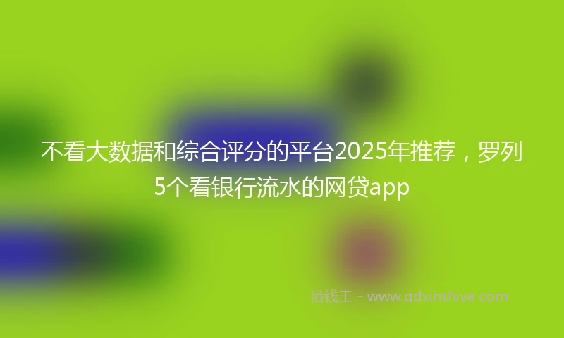 不看大数据和综合评分的平台2025年推荐，罗列5个看银行流水的网贷app