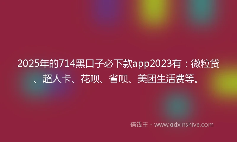 2025年的714黑口子必下款app2023有：微粒贷、超人卡、花呗、省呗、美团生活费等。