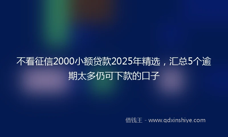不看征信2000小额贷款2025年精选，汇总5个逾期太多仍可下款的口子