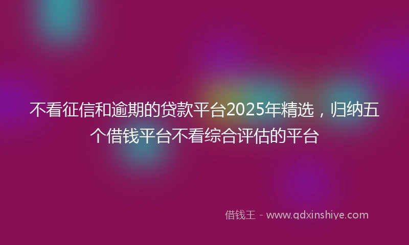 不看征信和逾期的贷款平台2025年精选，归纳五个借钱平台不看综合评估的平台