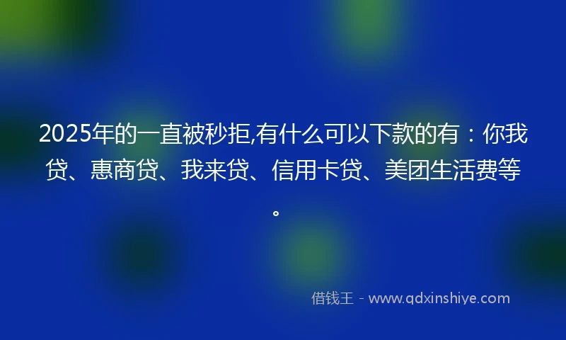 2025年的一直被秒拒,有什么可以下款的有：你我贷、惠商贷、我来贷、信用卡贷、美团生活费等。