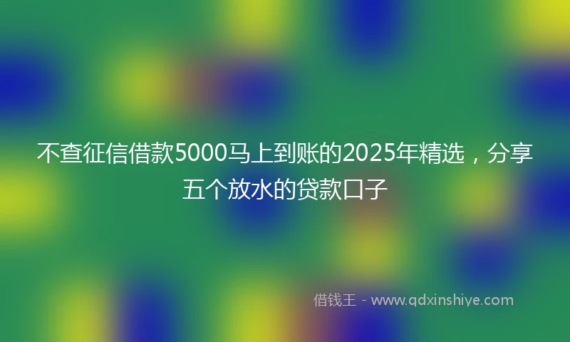 不查征信借款5000马上到账的2025年精选，分享五个放水的贷款口子