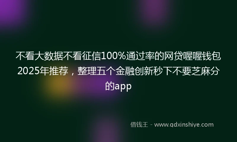 不看大数据不看征信100%通过率的网贷喔喔钱包2025年推荐，整理五个金融创新秒下不要芝麻分的app