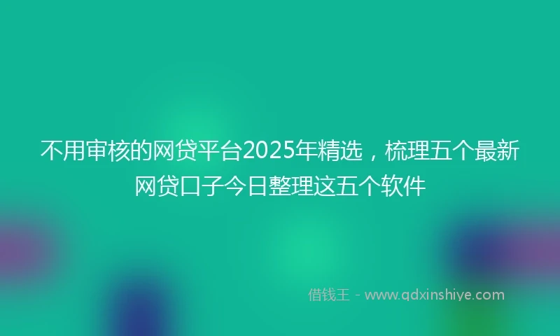 不用审核的网贷平台2025年精选，梳理五个最新网贷口子今日整理这五个软件